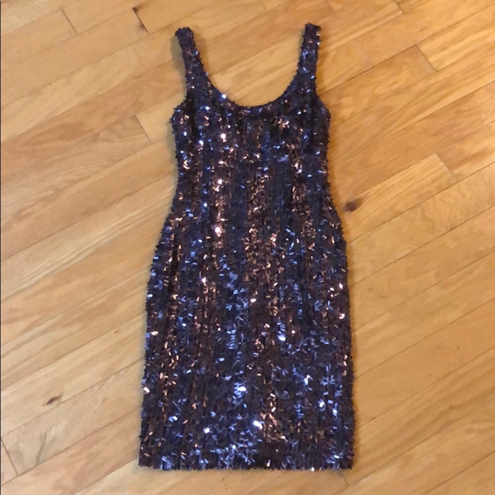 Purple sequin cocktail dress
